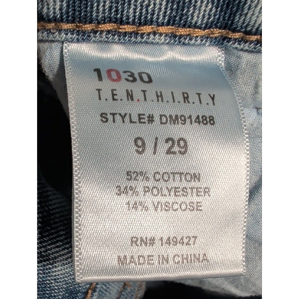1030 Ten Thirty Wide Leg Jeans White Bow Ribbon Trim Coquette Size 9/29 Med Wash - Picture 10 of 14